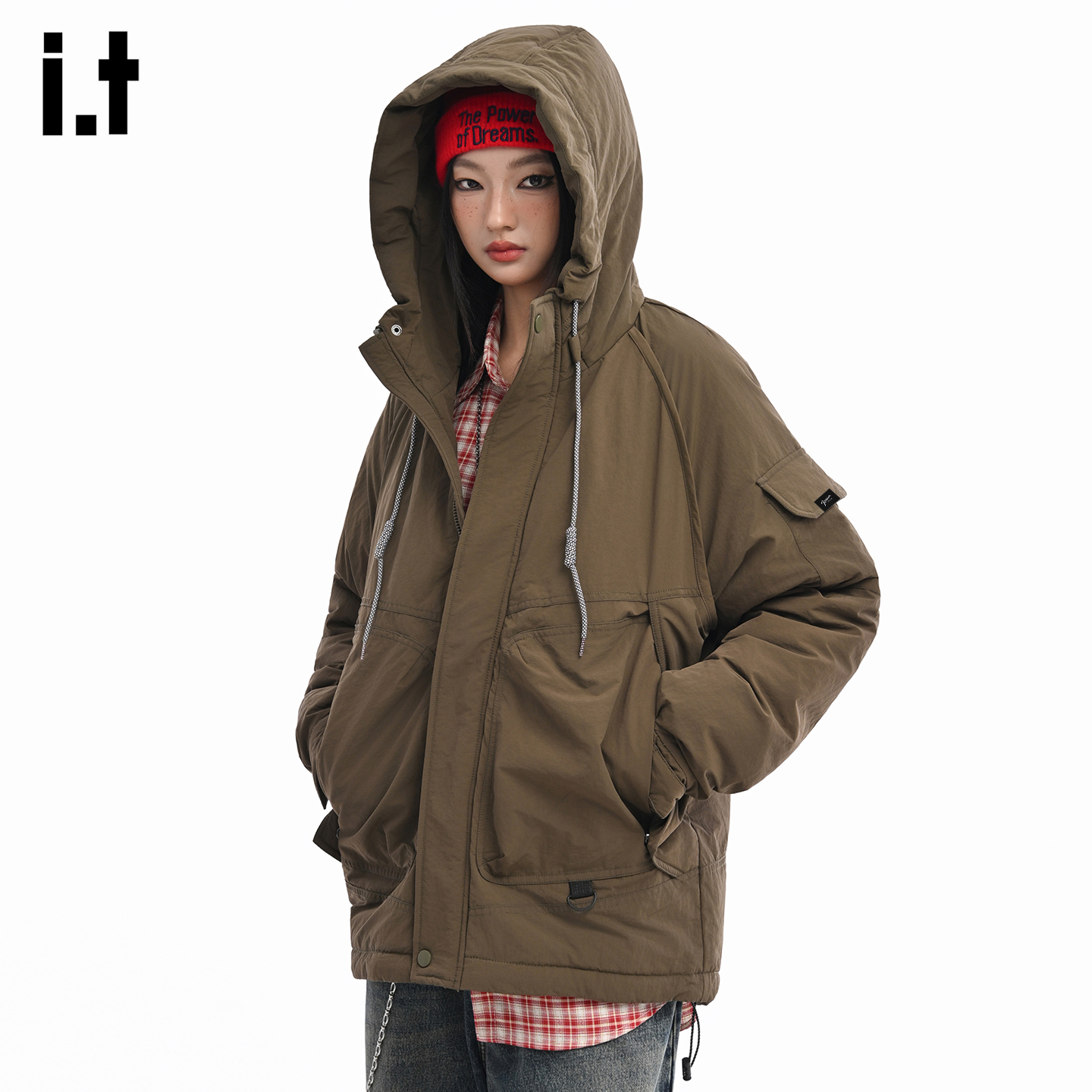 时尚连帽工装羽绒服男女