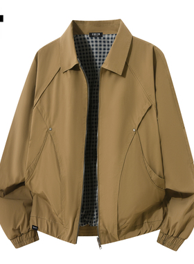 it :5cm/FIVECM潮流拼接翻领外套男士2025秋冬季复古宽松百搭夹克