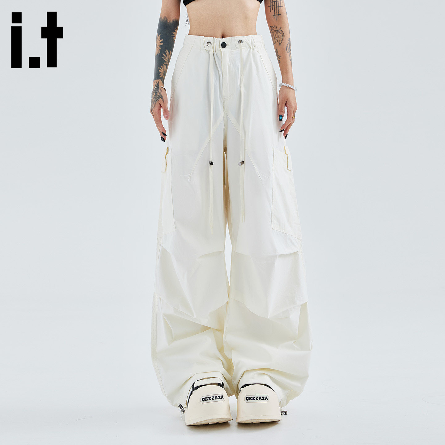 it 5cmFIVECM白色伞兵裤速干工装裤休闲阔腿裤男女2025夏秋长裤