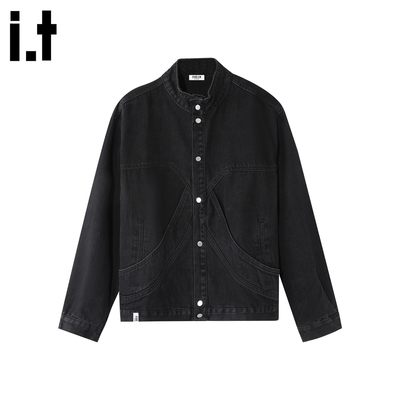 it复古黑色高级感牛仔外套