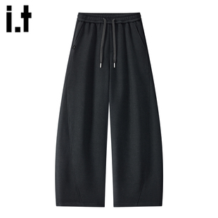 it :5cm/FIVECM黑色cleanfit宽松弯刀卫裤男款2025秋冬垂感休闲裤