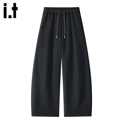 黑色cleanfit宽松弯刀卫裤男款