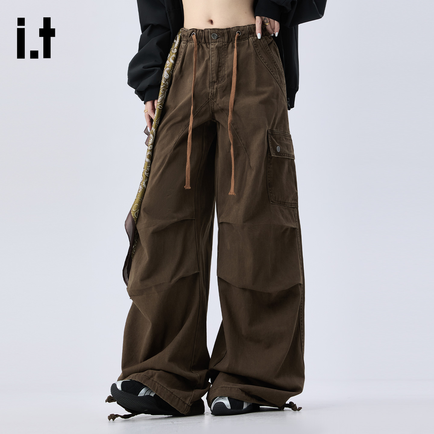 IT'S5cm抽绳伞兵裤宽松工装裤