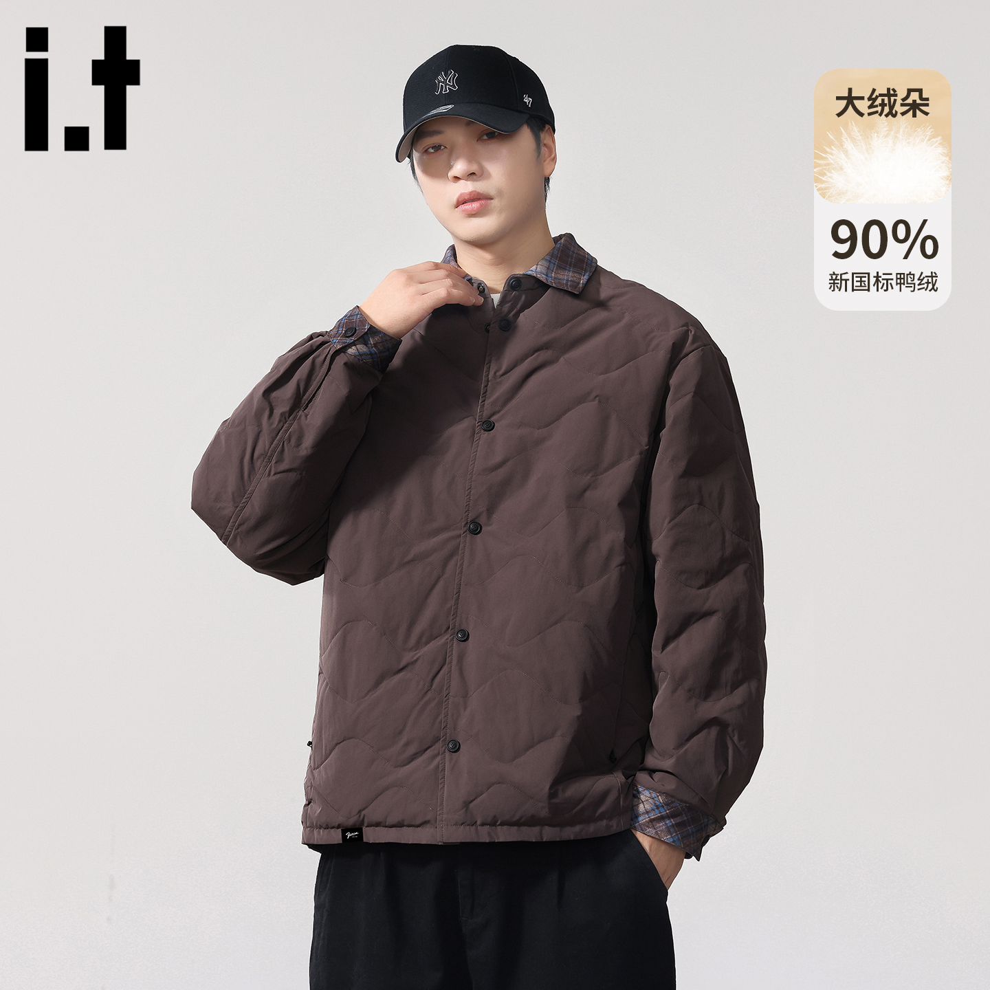 5cm轻薄衬衫式90鸭绒羽绒服男