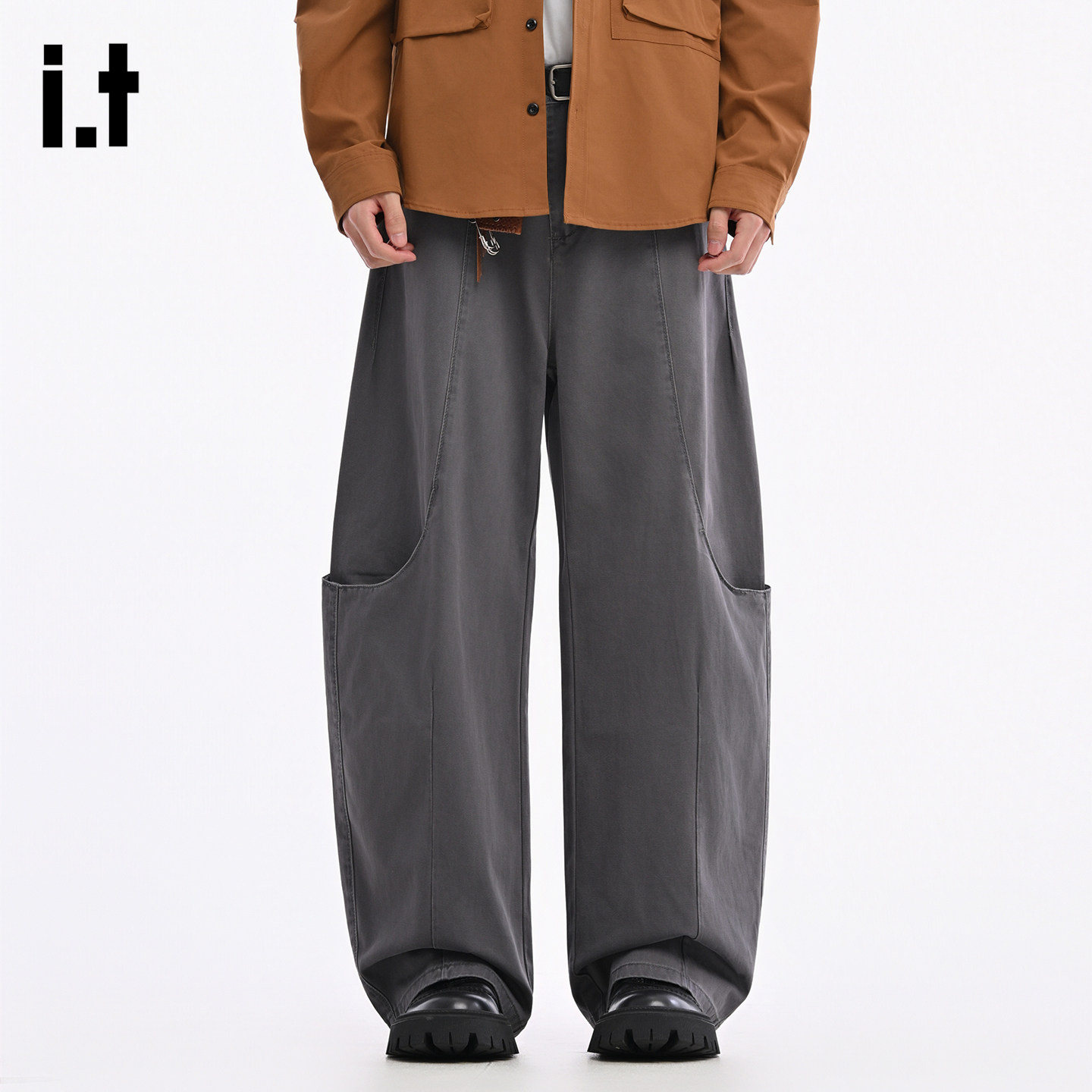 it :5cm/FIVECM时尚弯刀牛仔裤男士2025新款秋冬款宽松阔腿裤长裤