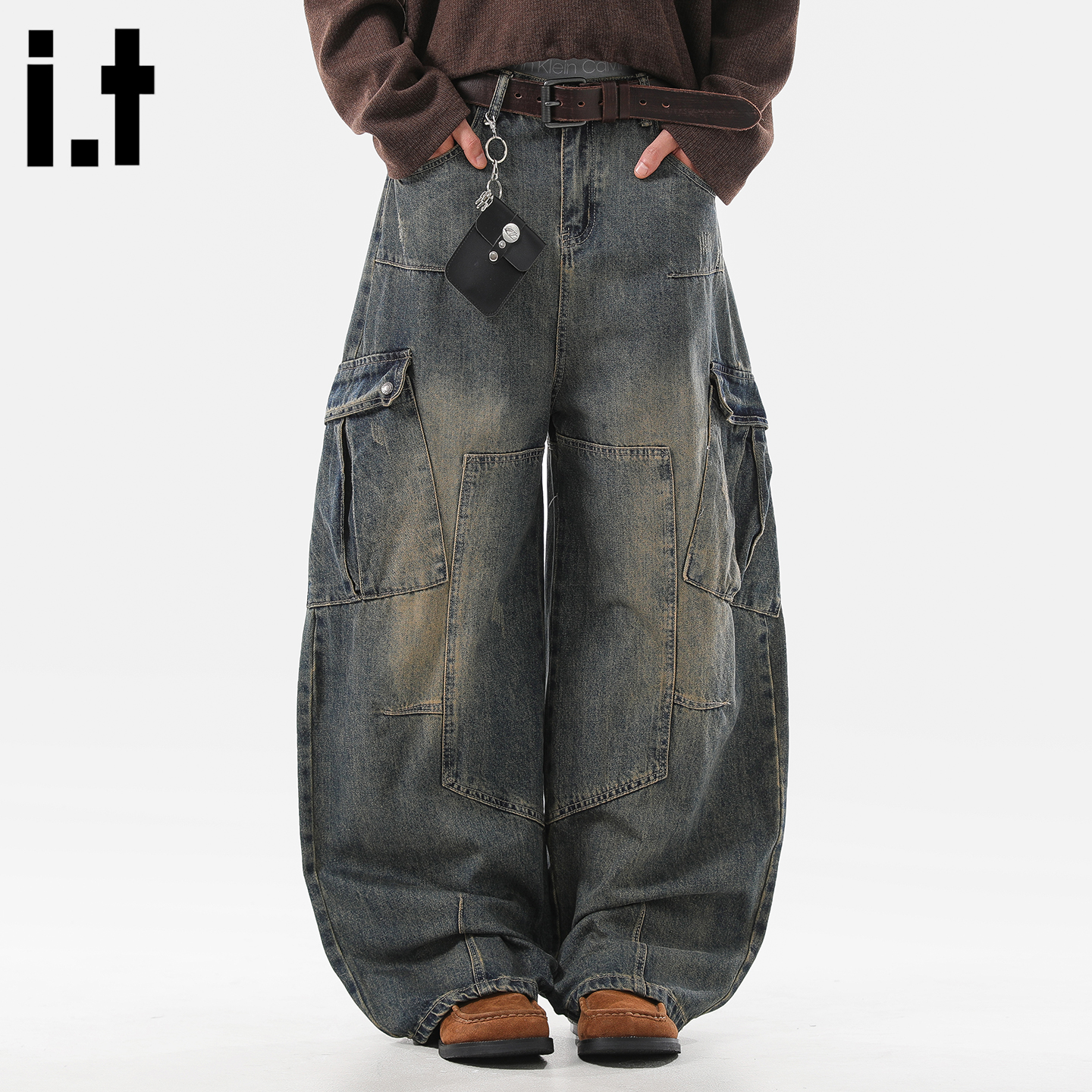 it :5cm/FIVECM美式复古工装牛仔裤男女潮流2025秋季宽松阔腿裤