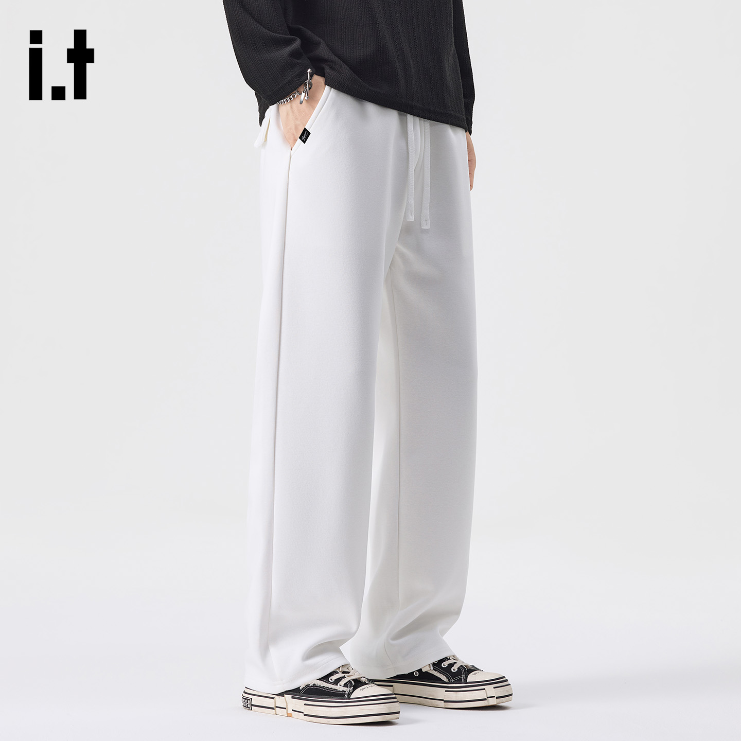 白色休闲裤男2025春秋季宽松直筒
