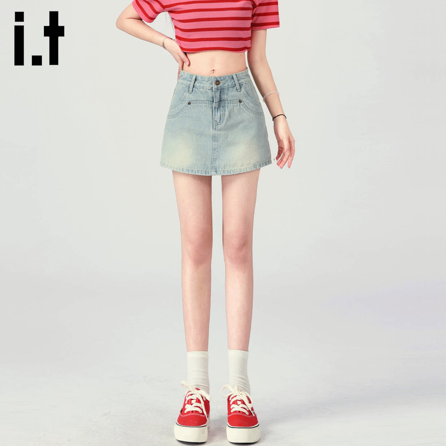 itFIVECM牛仔短裙女夏季高腰