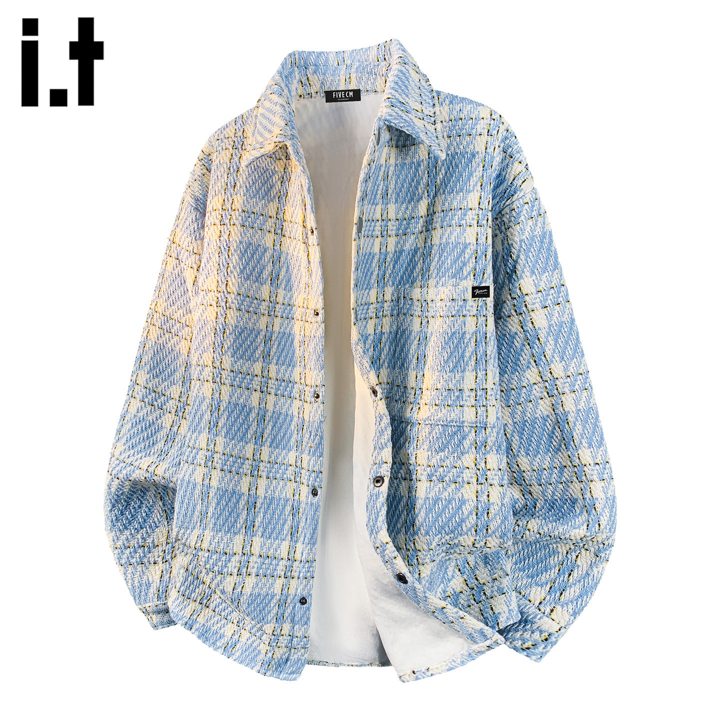 it :5cm/FIVECM青年条纹格子长袖衬衫男2026新款休闲翻领外套春季