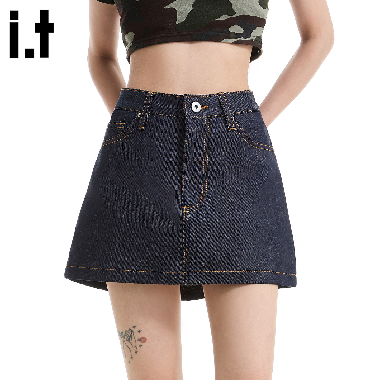 IT'S5cm美式丹宁牛仔短裙