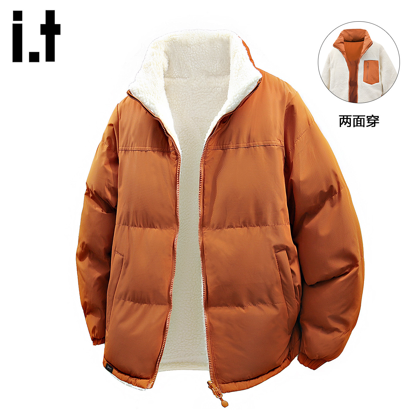 it :5cm/FIVECM羊羔毛加绒加厚外套男士2025冬季保暖抗寒棉服棉衣