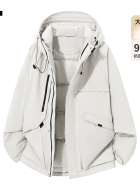 it :5cm/FIVECM白色连帽工装羽绒服男款2025新款冬季加厚鸭绒外套