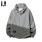 5cm FIVECM时尚 灰色半拉连连帽长袖 卫衣男士 2025秋冬宽松上衣