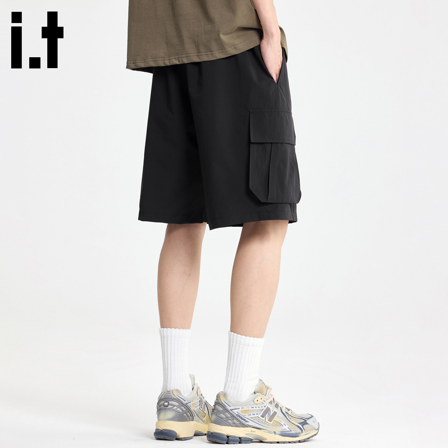 it:5cm/FIVECM工装短裤男款夏季薄款速干美式复古宽松休闲五分裤B