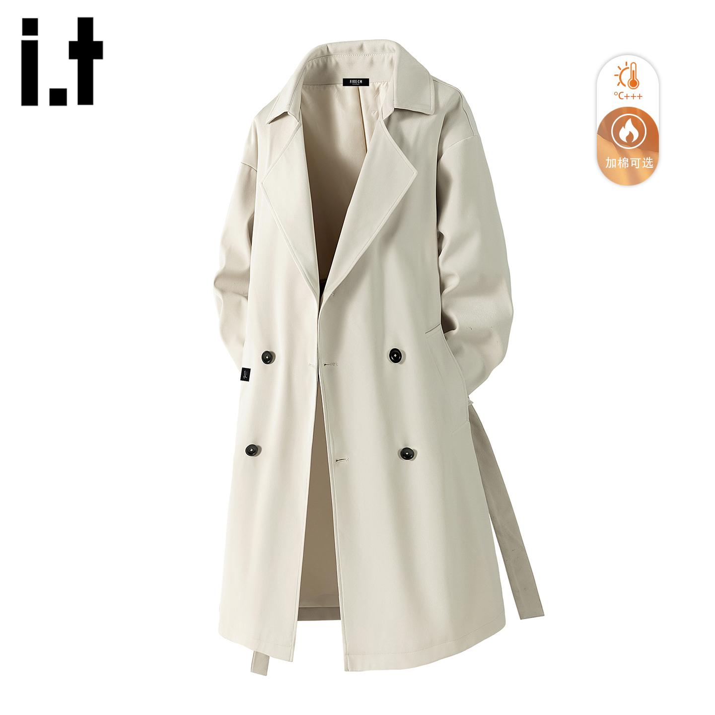 FIVEcm设计感加厚夹棉风衣