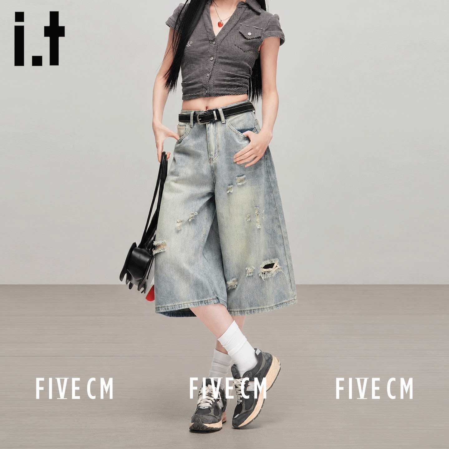 itFIVECM美式复古七分中裤