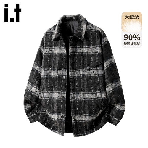 条纹设计感羽绒服外套复古潮流