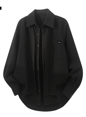 it :5cm/FIVECM假两件设计感长袖宽松衬衫男款2025秋痞帅上衣潮