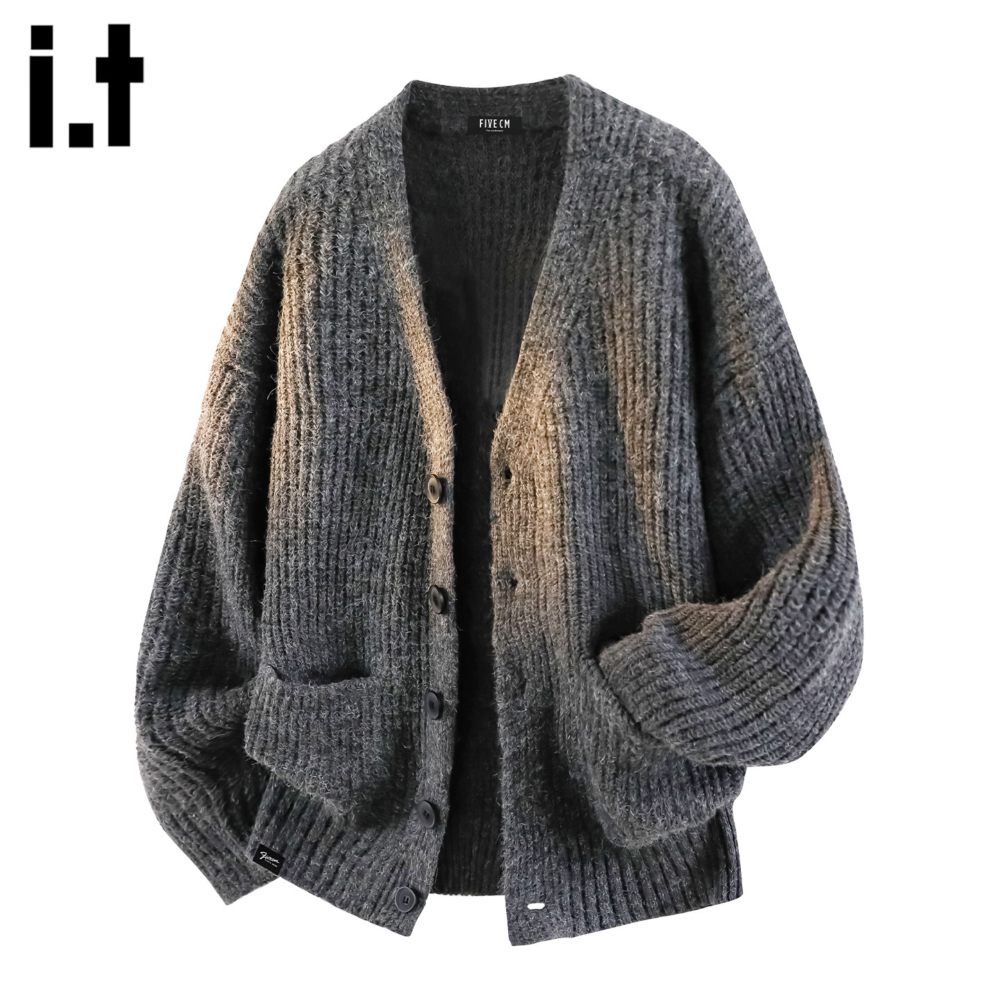 it :5cm/FIVECM官方慵懒风针织外套男士春季新款宽松休闲开衫毛衣