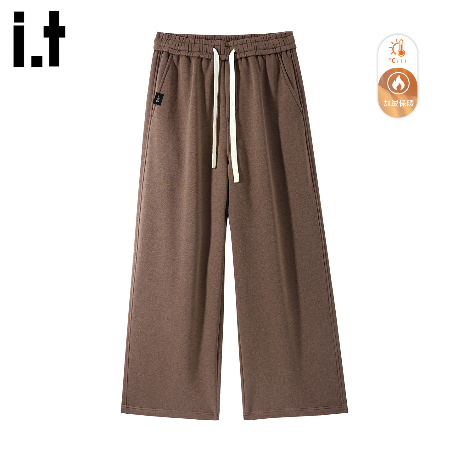 it :5cm/FIVECM复古加绒加厚宽松卫裤男士2025秋冬垂感阔腿直筒裤