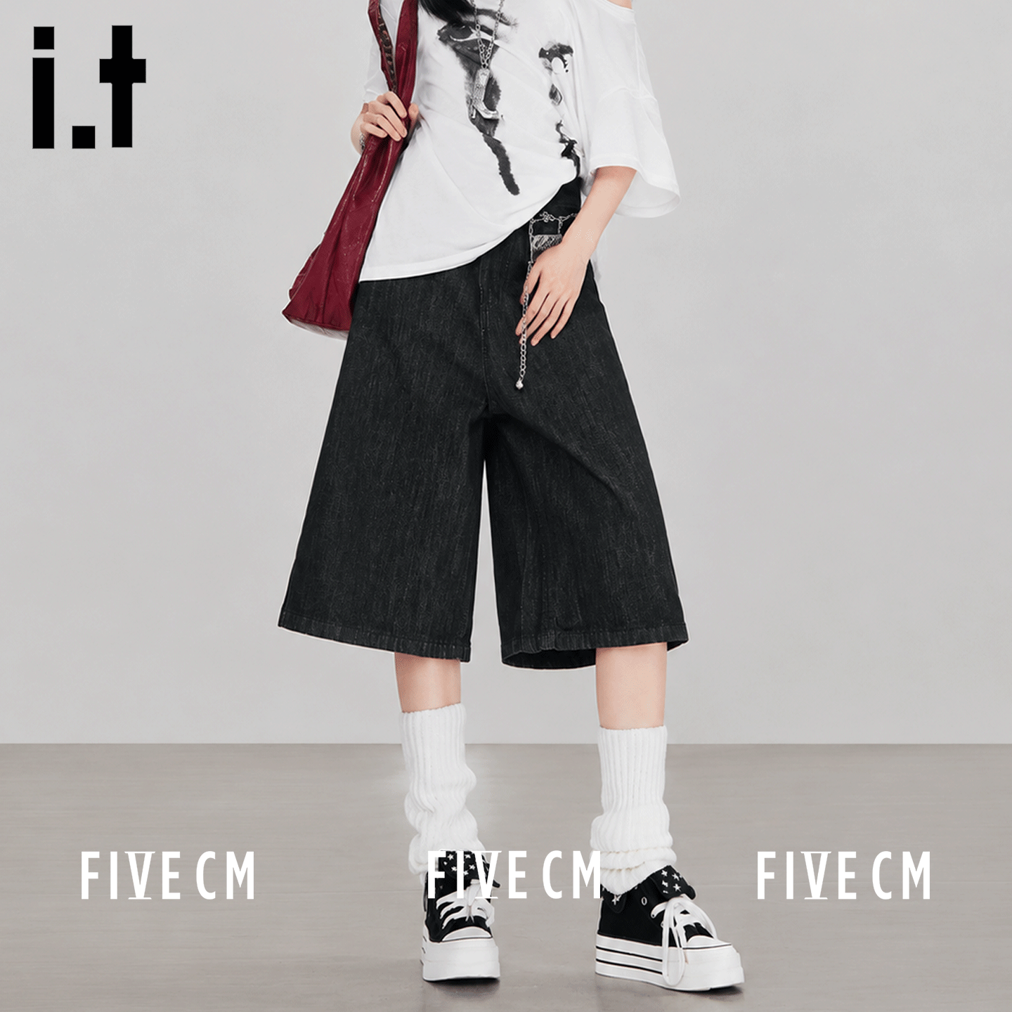 itFIVECM复古水洗七分牛仔裤女
