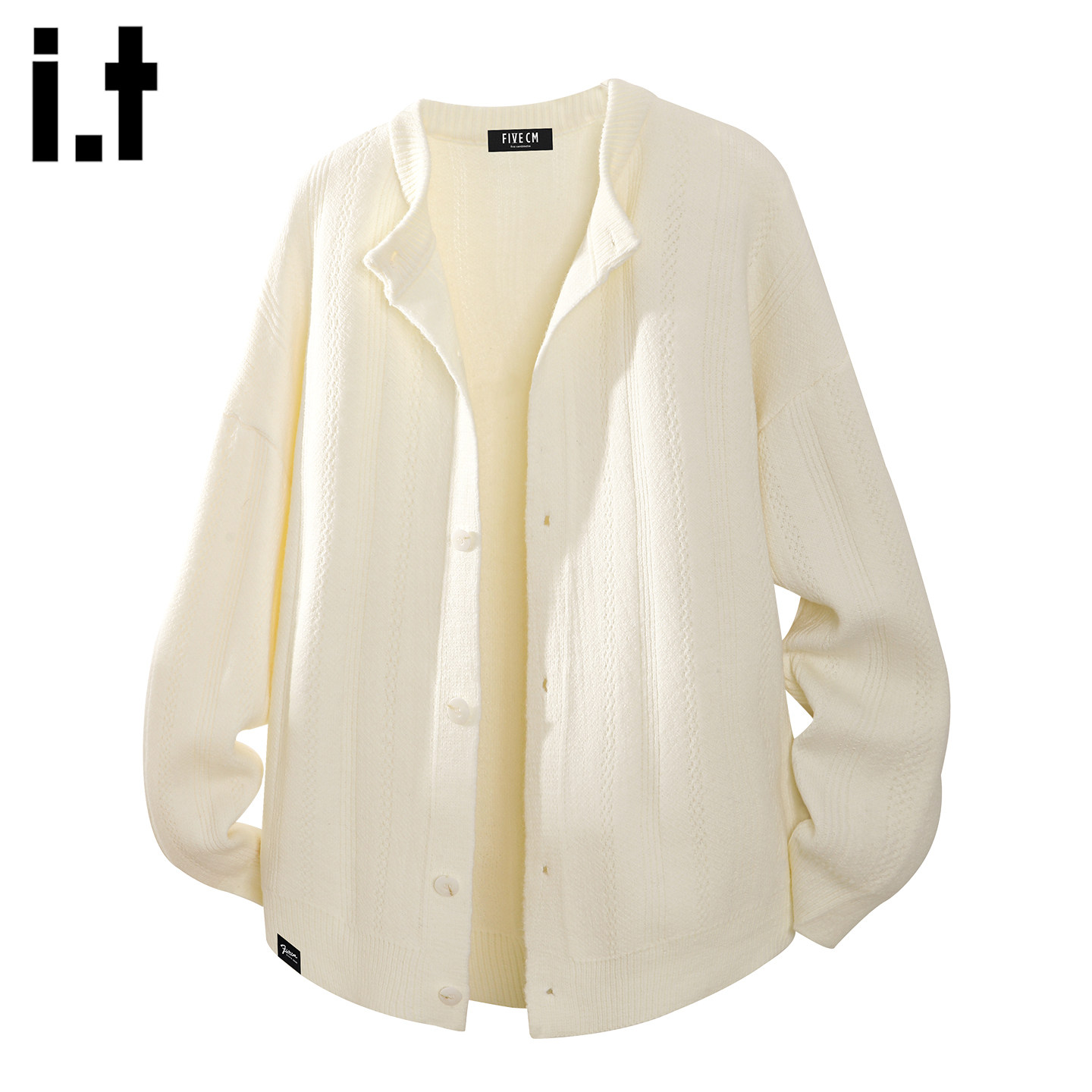 it :5cm/FIVECM春季羊毛针织开衫外套男女款宽松重磅百搭圆领毛衣