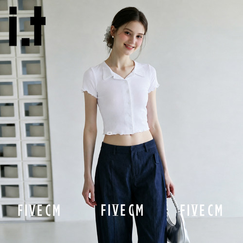 itFIVECM韩系花边短袖Polo衫
