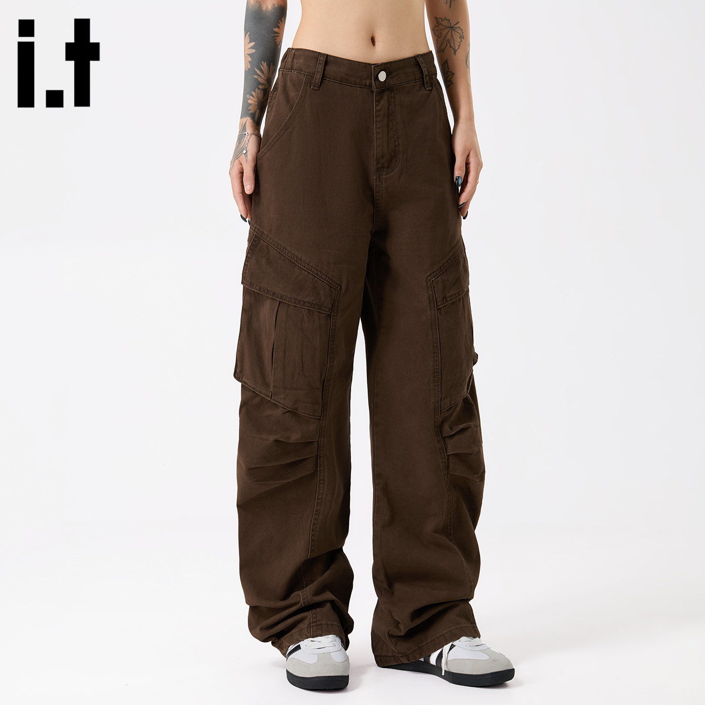 IT'S5cm/五cm咖色潮流工装裤