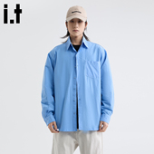 5cm FIVECM蓝色长袖 宽松慵懒衬衫 男士 2025早秋衬衣高级感上衣