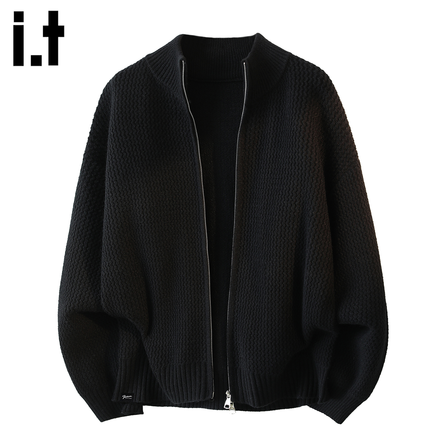 IT'S5cm黑色拉链开衫毛衣外套