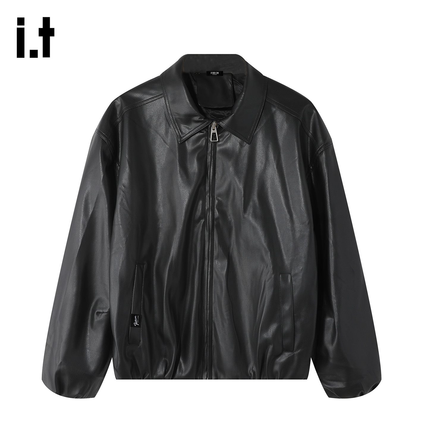 it :5cm/FIVECM皮衣男女同款秋冬季pu皮宽松痞帅夹克机车高街外套
