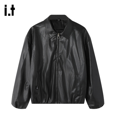 it :5cm/FIVECM皮衣男女同款秋冬季pu皮宽松痞帅夹克机车高街外套