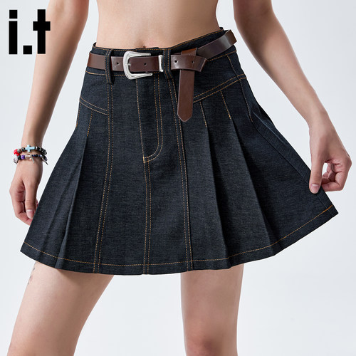 FIVEcm深蓝色牛仔半身裙