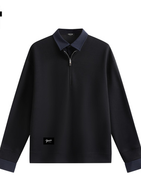 it：5cm/FIVECM假两件polo衫男拉链半开领长袖t恤2025秋宽松卫衣