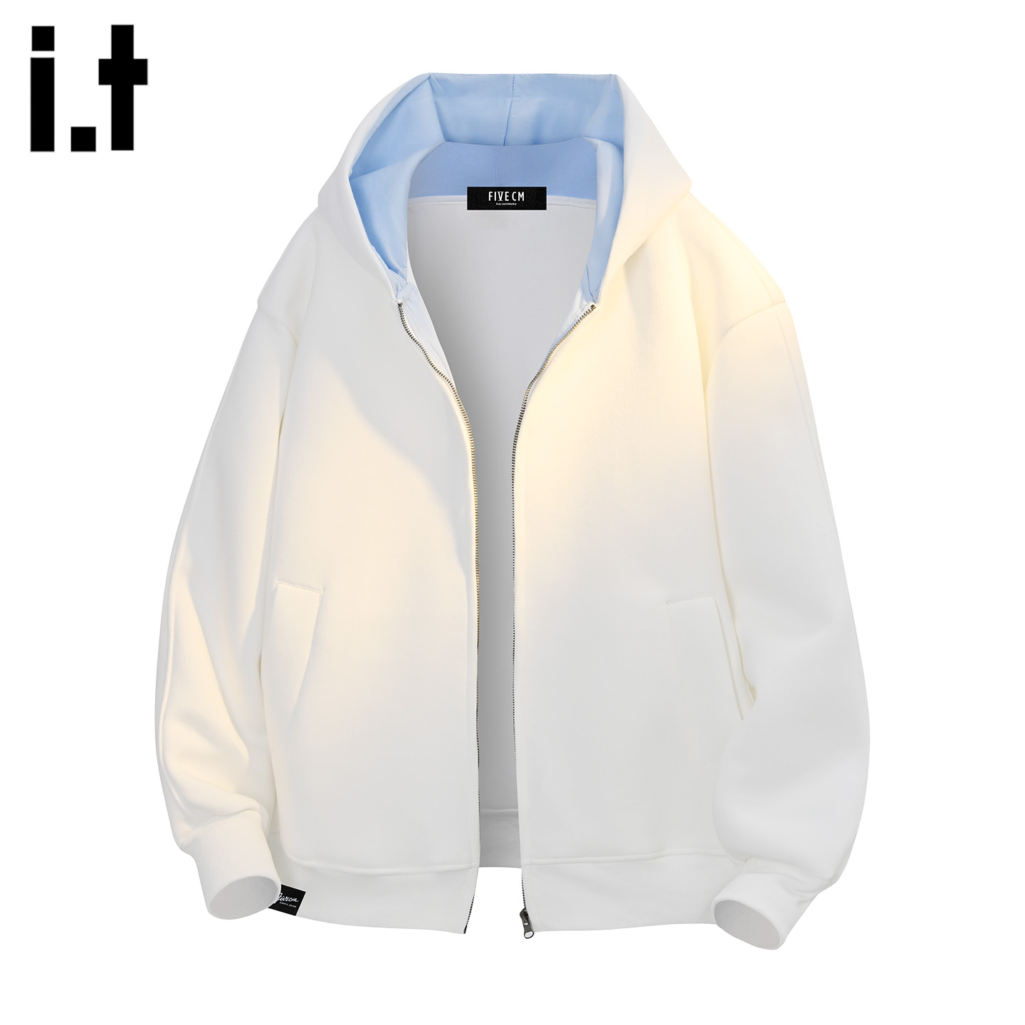 it :5cm/FIVECM男生白色连帽夹克外套男士2025秋冬高级感宽松外衣
