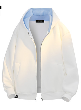 it :5cm/FIVECM男生白色连帽夹克外套男士2025秋冬高级感宽松外衣