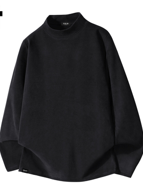 it :5cm/FIVECM黑色德绒圆领长袖T恤男女2026春秋季休闲宽松上衣