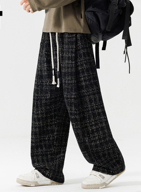 it :5cm/FIVECM时尚格子休闲裤男2025秋冬季阔腿直筒长裤宽松裤子