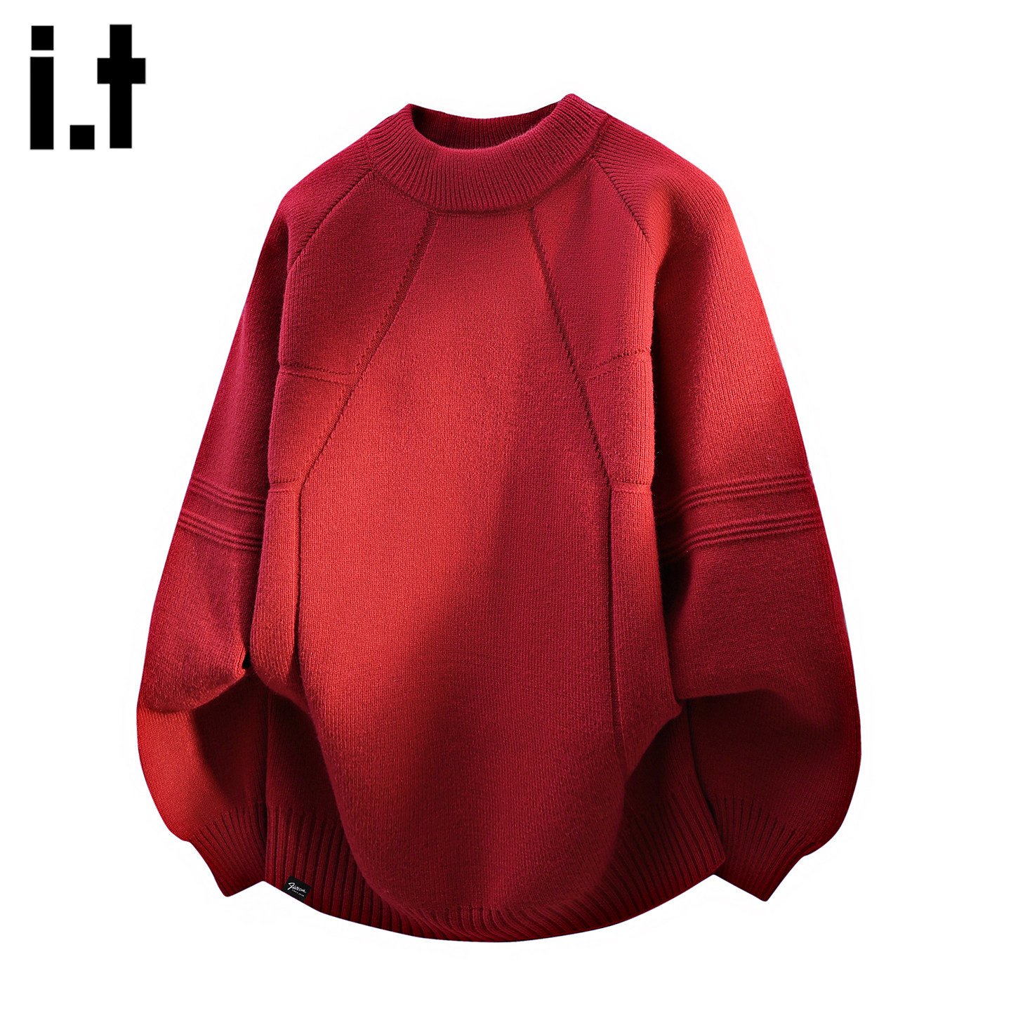 it :5cm/FIVECM红色圆领毛衣男款2025新款秋冬季休闲宽松针织上衣