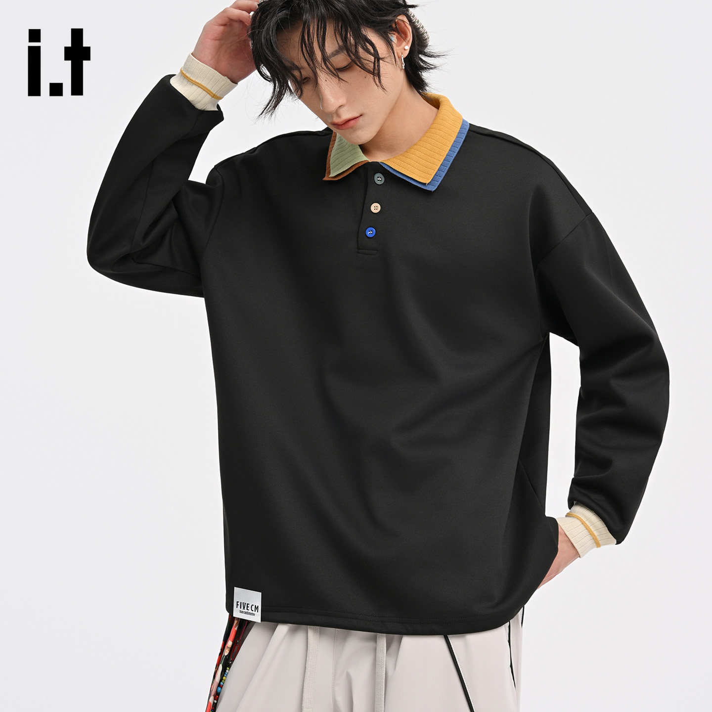 it :5cm/FIVECM polo衫卫衣春季男女休闲情侣长袖上衣高级感T恤潮