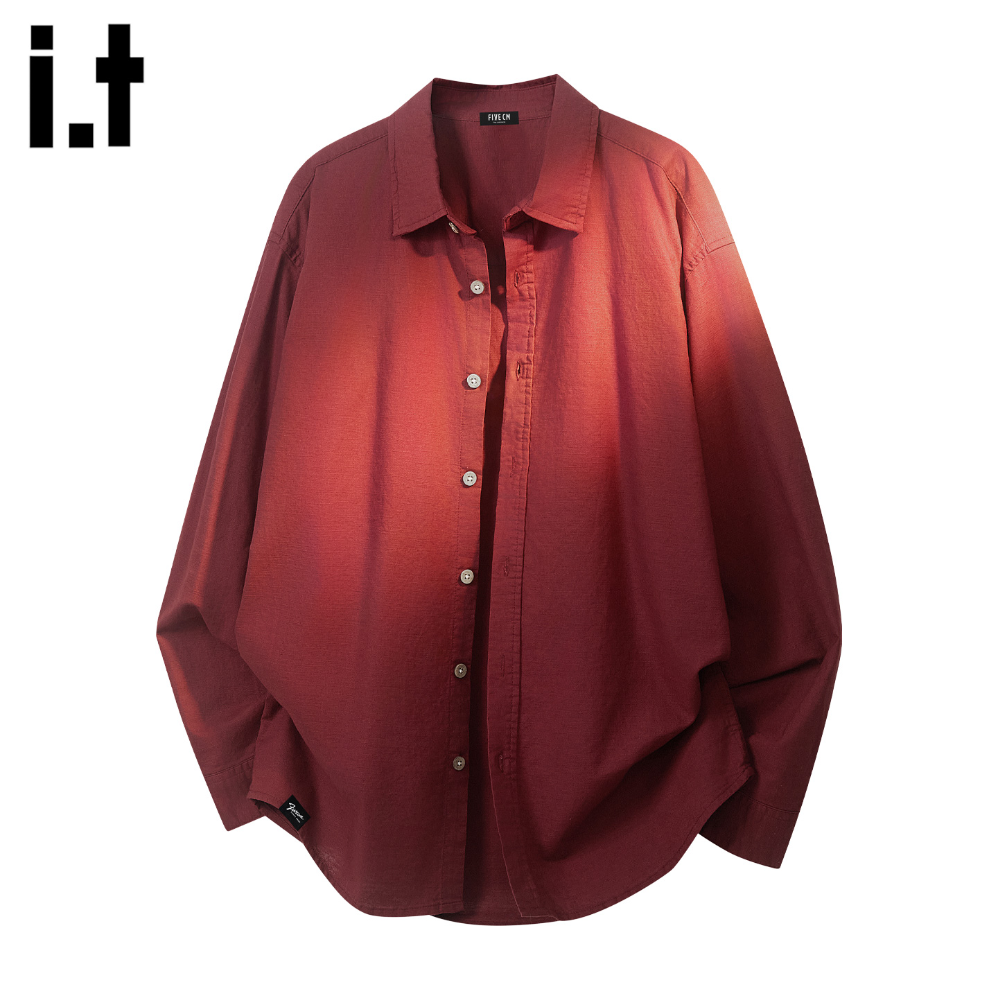 IT'S5cm红色翻领单排扣衬衫