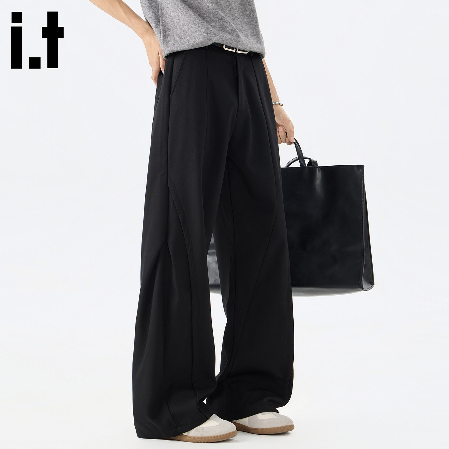 it:5cm/FIVECM直筒休闲裤男夏季宽松百搭垂感阔腿高级感西装长裤B