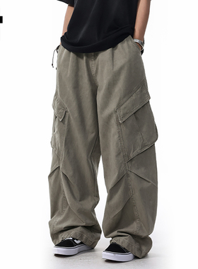 it :5cm/FIVECM宽松褶皱工装裤男女美式复古潮流解构设计感休闲裤