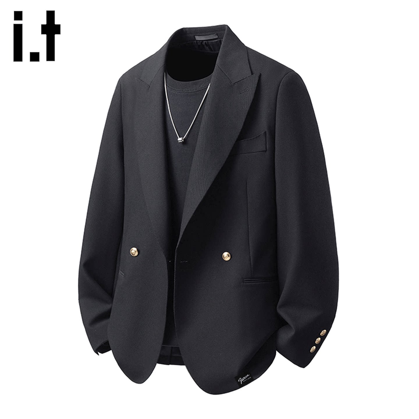 itFIVECM黑色男金属扣西服