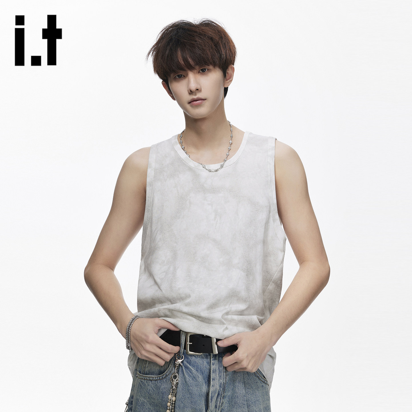 it FIVECM美式风扎染背心男夏季纯棉无袖T恤宽松坎肩运动休闲男士