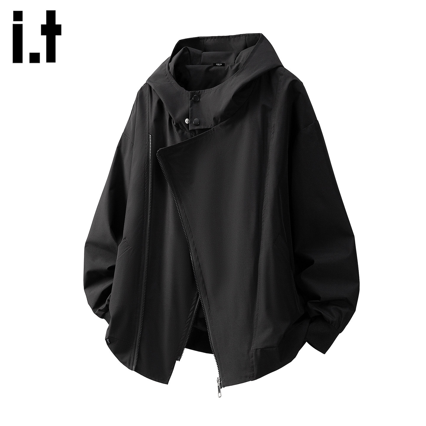 it :5cm/FIVECM痞帅黑色夹克外套2026春秋时尚连帽宽松男女上衣潮,男装,夹克,淘宝优惠券,粉丝福利购,淘宝优惠卷