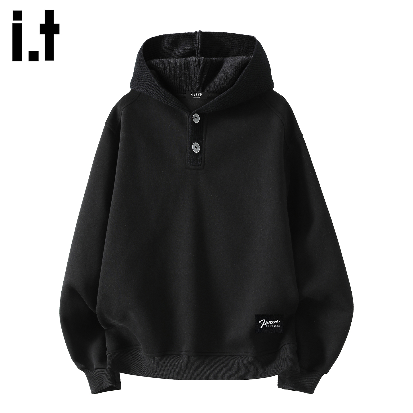 黑色慵懒风连帽卫衣外套休闲宽松