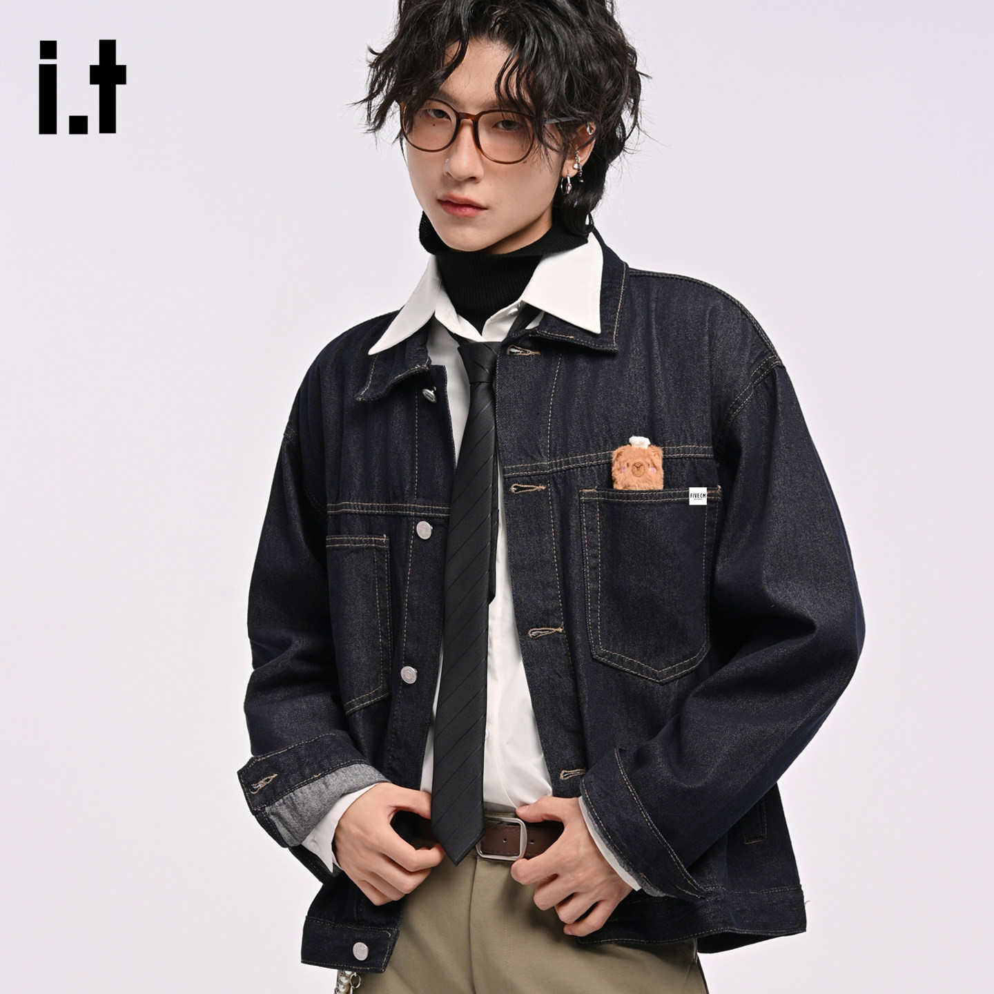 it :5cm/FIVECM水洗复古牛仔外套男款春秋季2025宽松工装夹克外衣
