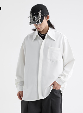 it :5cm/FIVECM白色高级感翻领长袖衬衫男士2025新款秋季宽松上衣