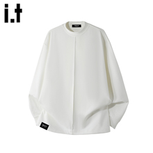 it :5cm/FIVECM白色圆领长袖德绒卫衣男款2025新款秋冬打底衫t恤